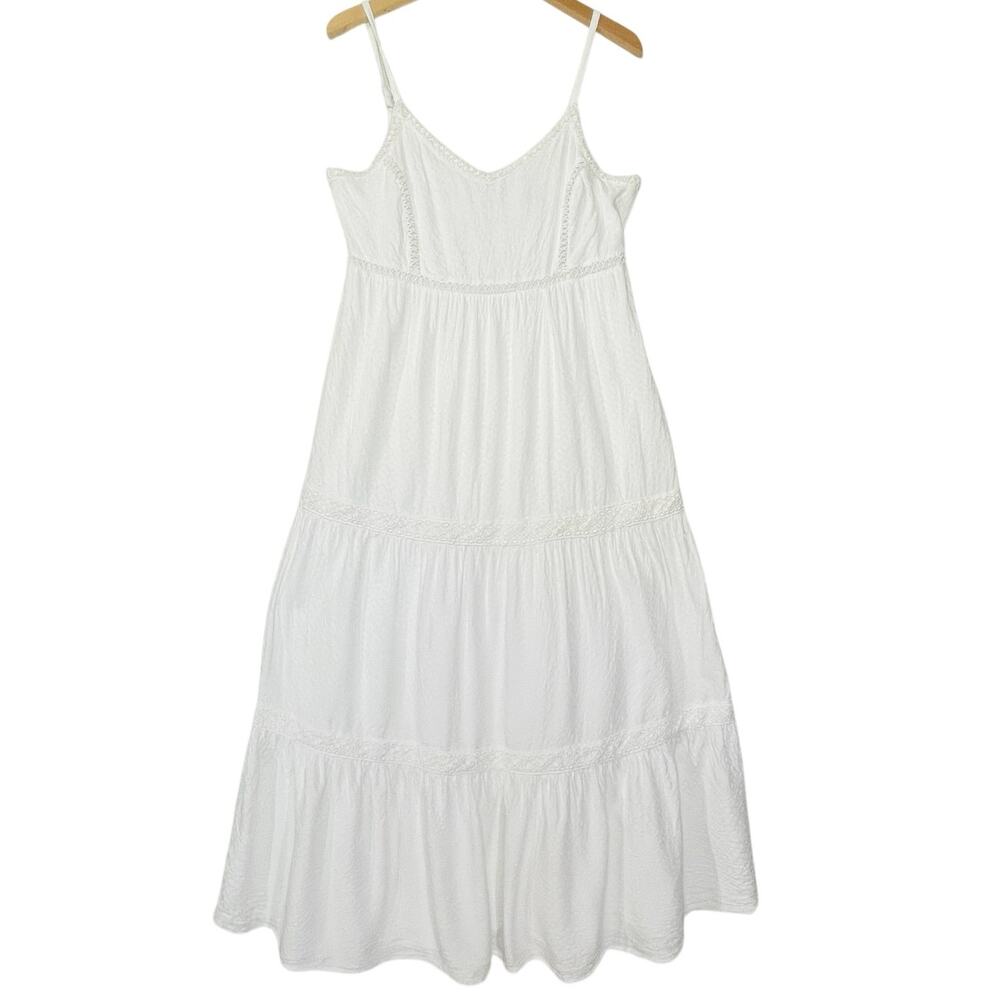 JOIE Women’s Boho White Lace Trim Spaghetti Strap Maxi Dress Large - Picture 2 of 6